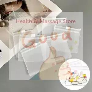 WA/5/0pcs 알약 파우치 가방 지퍼가 달린 재사용 가능한 투명 자체 밀봉 여행용 의약품 정리함 보관함
