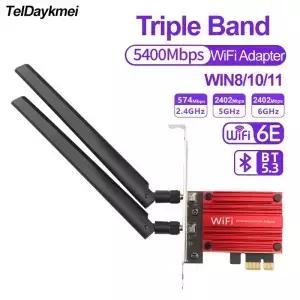 5374Mbps PCIE WiFi 6E 트리플 밴드 블루투스 53 어댑터 데스크탑 PC Windows 0/용 RTL8852CE 기가비트