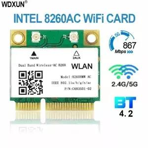 Intel 8260ac 2x2 wifi bluetooth bt42 용 무선AC8260 8260HMW 8260 듀얼 밴드 미니 PCE pcie 카드