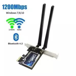 와이파이 무선 어댑터 듀얼 밴드 24G 5 PCIE AC200 네트워크 카드 블루투스 42 데스크탑 윈도우 7 8 0
