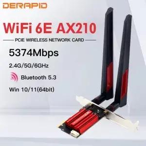 트라이 밴드 무선 PCIE 어댑터 PC 윈도우 0 용 네트워크 와이파이 카드 블루투스 53 6E AX20 5374Mbps 24G