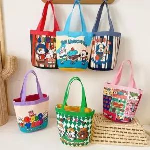 일러스트 미니 에코백 토트백 원통 도시락가방 캔버스_25526451