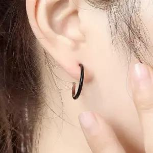 링귀걸이 백금도금 귀걸이 블랙 실버925 시크