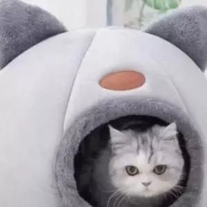 겨울 보온형 귀 고양이 집 포근한 고양이 은신 공간