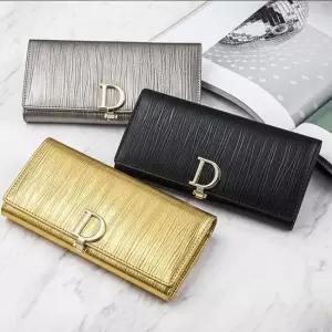 3color 물결 엠보 메탈릭 진주펄 소가죽 이니셜 장지갑 장지갑