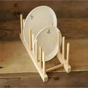 7칸 원목 접시꽂이 접시꽂이 건조대 주방 접시정리 찬장정리 씽크대정리 접시선반