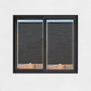 붙이는암 롤 블라인드 창문 방염 암막스크린 도트블랙 37X125cm