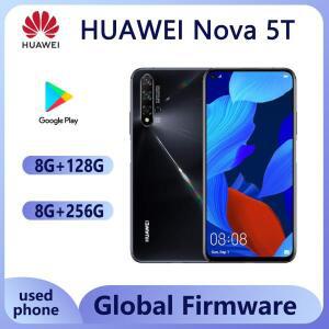 글로벌 펌웨어 화웨이 노바 5T 스마트폰 안드로이드 Mali-G76 셀룰러 32MP 전면 카메라 풀스크린 언락 중고