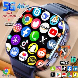 8GB+128GB RAM 5G/4G 안드로이드 9.0 스마트 시계 2.4인치 AMOLED 2100mah 배터리 900W 카메라 GPS WIFI 구