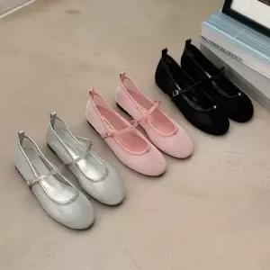 니트 텍스처 볼장식 스트랩 발레리나 메리제인 플랫슈즈 여성화 SS시즌