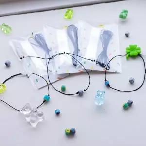 [하프클럽/]글라스 유리 비즈 실 팔찌 DIY 만들기 키트 세트 3종