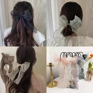 [MEI423RS66]왕리본 베이직 오간자 올림머리 시스루