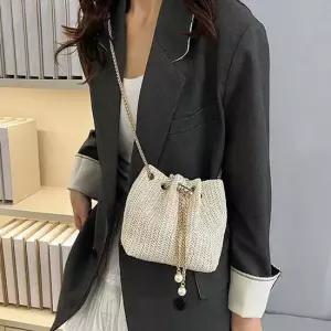 체인 라탄 버킷백 미니가방 여성 여름토트백 크로스백