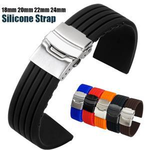 18mm 20mm 22mm 24mm 스포츠용 실리콘 호환용 시계 밴드 세이코에 대한  방수 고무 접는 버클 스트랩 팔찌