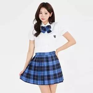 [교복몰]고품질 TBZ 화이트 뒷리본 반팔퍼프 블라우스 체크치마 세라복 교 세라복 세라교복 교복코스프레