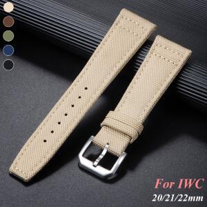 IWC 파일럿용 나일론 캔버스 시계 스트랩, 방수 스포츠용 시계 스트랩, 소호환용 가죽 손목 벨트, 남녀 팔