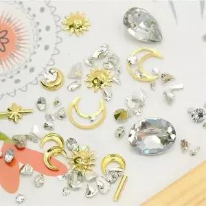 TBZ 셀프 네일아트 파츠세트-실버골드 네일아트스톤 셀프네일아트