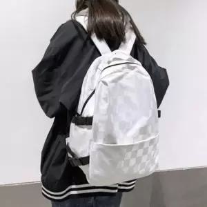 캐주얼 데일리 백팩 학생 가방 경량 스쿨 체커보드 패턴 수납 배낭 미끼 베이트