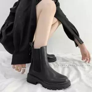 여자 블랙 통급 캐주얼 데일리 코디 멋쟁이 부츠 신발