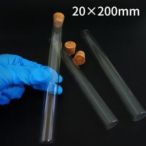 5개/몫 20x200mm 플랫 바닥 유리  튜브 코르크 고온 및 압력 저항 실험실