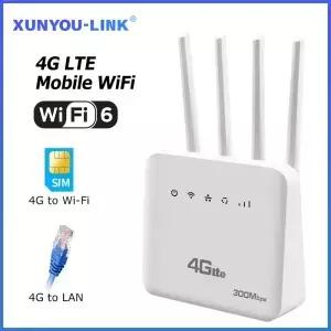 WiFi 6 4G LTE SIM 라우터 모뎀 카드 슬롯 포함 ASR 시스템 300Mbps 4 안테나 부스터 전력 신호 모바일