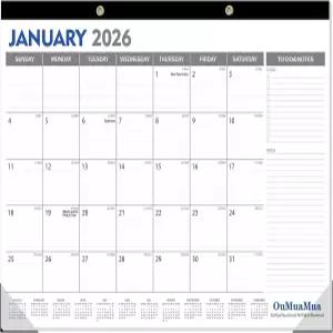 오우무아무아 대형 책상 달력 2026-2027 - 2026년 1월부터 2027년 6월까지 18개월 줄리안 날짜 할 일 및