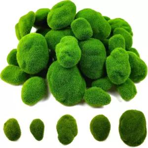 TIHOOD 50 PCS 5 사이즈 인조 이끼 바위 장식 녹색 공 돌 덮임 꽃꽂이용 가짜 요정 정원 및 공예품