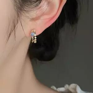 [하프클럽/]블루 스터드 귀걸이 귀찌 2종