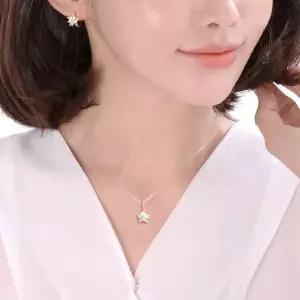 [NS홈쇼핑][미니아트] 14K 엘시 꽃 금 목걸이 골드필드 핀 귀걸이 세트 45cm..[36001807]
