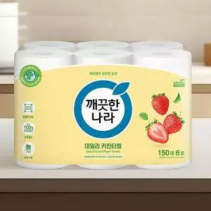 [깨끗한나라] 데일리 키친타올 그린패키지 150매 6롤[36005087]