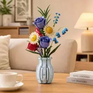 꽃다발 빌딩 블록 787개 꽃병 3D DIY 꽃꽂이 영원한 꽃 의 날 선물 장식