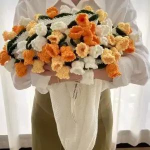 꽃다발 담요 코바늘 의 날 생일 결혼식을 위한 수제 장미