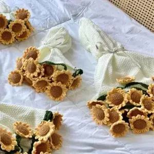 코바늘 장미 꽃다발 담요 패션 해바라기 카네이션 인공 니트 완성 DIY 공예