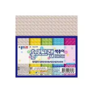 [룽스_66]학접기 홀로그램 색종이 5색 5매 (20개입)