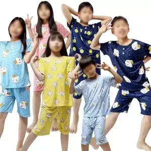 아동 잠옷 피치 스판 반팔 반바지 여름 상하 세트 강아지 왕관 유아 키즈  긴팔 파자마 커플 가족 봄 실내