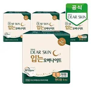 [깨끗한나라]디어스킨 에어엠보 입는 오버나이트 특대형 4P x 4팩