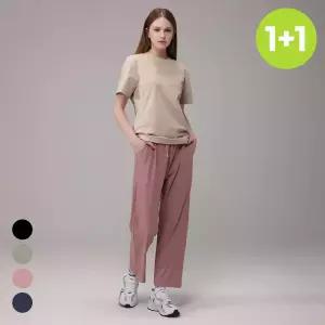 원+원 에버라스트 여성 9부 쿨링 바지 스트라이프 팬츠