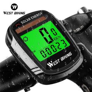 WEST BIKING 태양열 구동 자전거 컴퓨터 무선 방수 속도계 주행 거리계 자동 기상