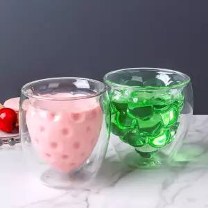 인블룸 딸기 이중 유리컵 250ml + 포도 이중 유리컵 250ml 총2개