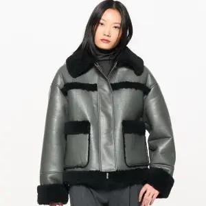 WOMAN 루즈핏 퍼 무스탕 [GREY] / WBC4L09509
