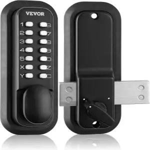 VEVOR 기계식 키리스 엔트리 도어 잠금장치 14자리 키패드 표면 장착 래치 방수 아연 합금 및 노브가