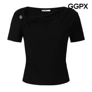 [GGPX] 골드 장식 웨이스트 티셔츠 (GQ4TS034F)