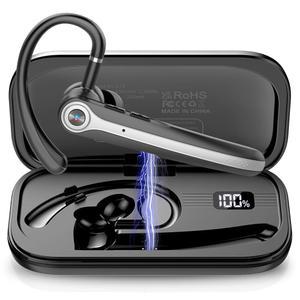 ATHEEWON 블루투스 헤드셋 ENC 노이즈 캔슬링 마이크가 제트 헤드폰 블랙 이어 비즈니스 IP7 있는 120시간 방수 이어피스 핸즈프리 토크 LED 이어폰 디스플레이 운전자용 트럭 싱글
