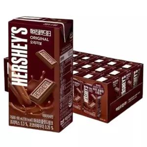 허쉬 초콜릿 드링크 오리지널 190ml x 24팩 (1BOX) / 대용량 초코우유 간식 음료
