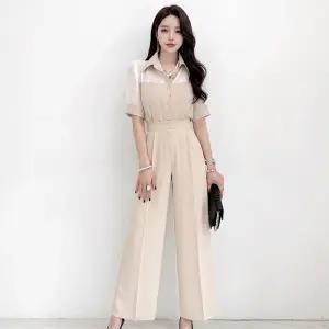 금찌 마크 배색 블라우스 슬랙스 세트 ST8364S