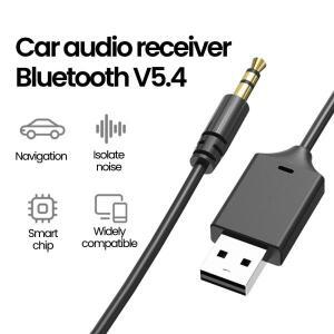 자동차 블루투스 수신기 5.4 스테레오 무선 USB 동글 3.5mm 잭 AUX 오디오 음악 어댑터 마이크 핸즈프리 통