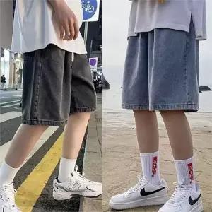남성 밴딩 반바지 캐주얼 와이드 여름 남성 데님 반바지 5부