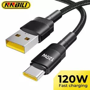 NNBILI 120W A-C 및 C-C 케이블 고속 충전 타입-C 충전기 데이터 케이블 아이폰 17 16 15 Pro Max 화웨이