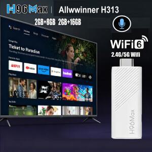 H96 MAX 안드로이드 TV 스틱 ALLWINNER H313 리모컨 2A 4K 음성 16GB 5V 8GB 2 3D 듀얼 와이파이6 4G HDR 5G 와이파이