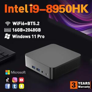 미니 소형 PC 인텔 코어 i9 8950HK 윈도우 11 16GB 램 1TB/2TB SSD 미니 소형PC WiFi6 BT5.2 데스크탑 컴